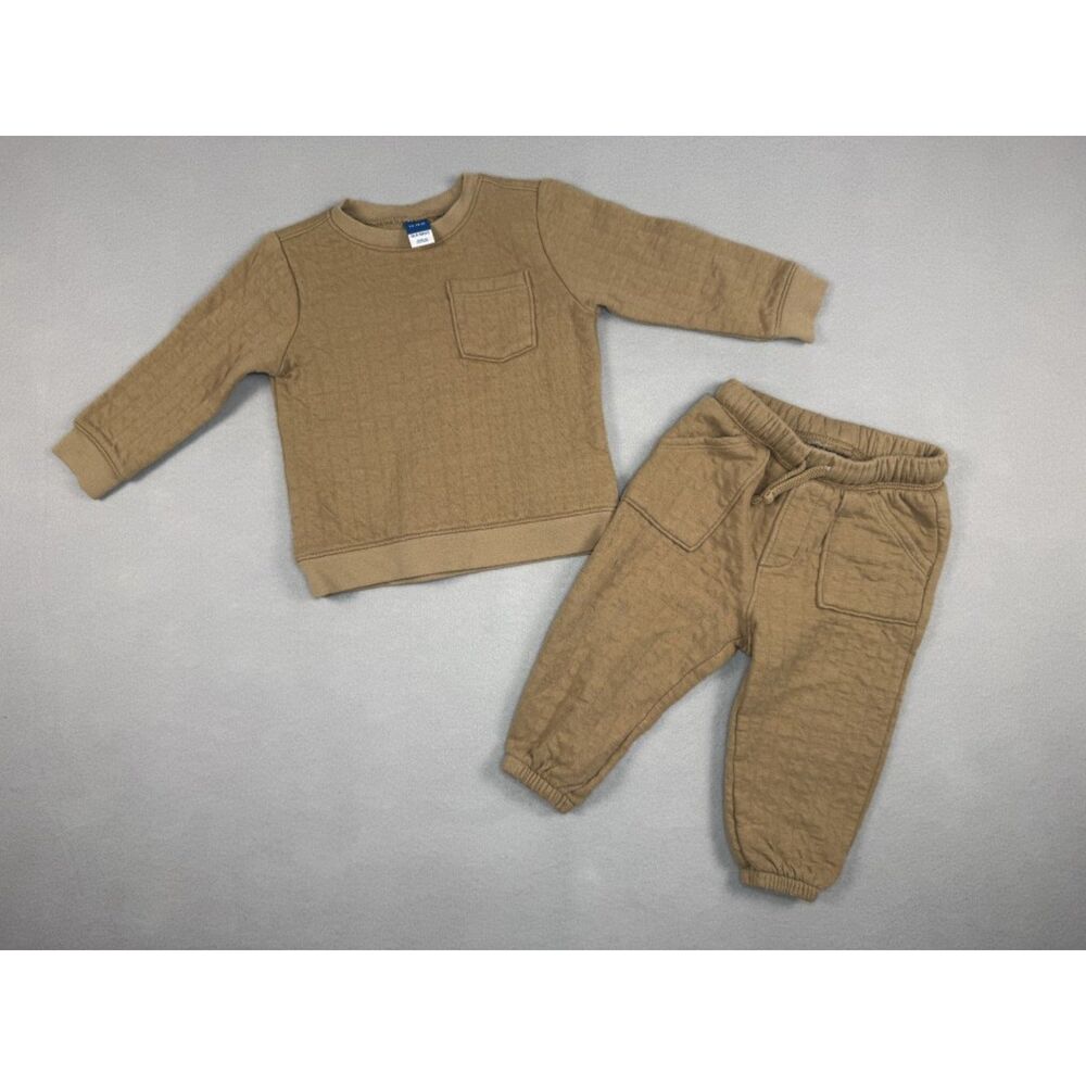 Old Navy Boys 12-18 mo Tan Quilted Knit Set